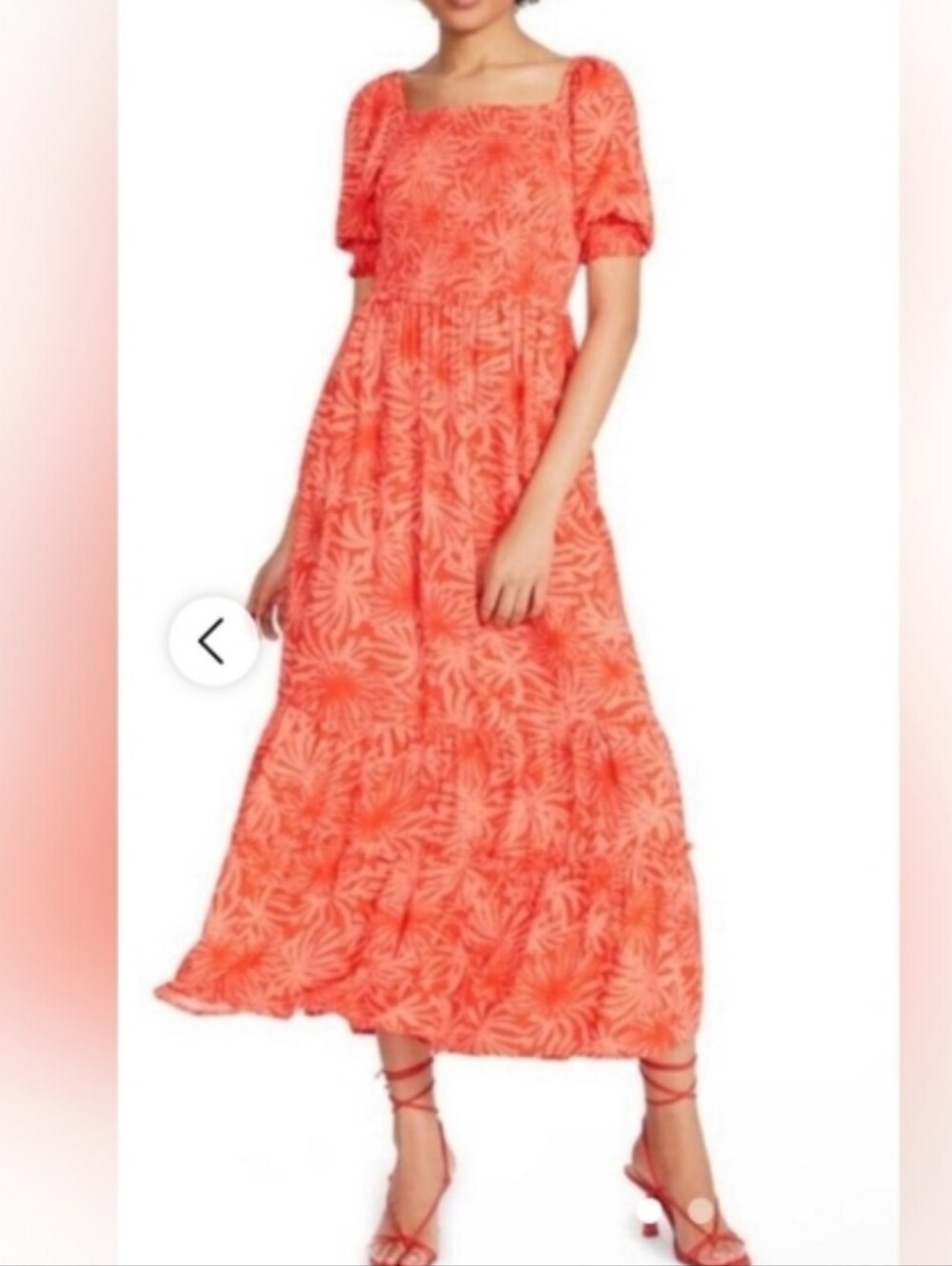 Betsey Johnson Palms Of Paradise Maxi Dress Spicey Orange Womens Size XL Smocked